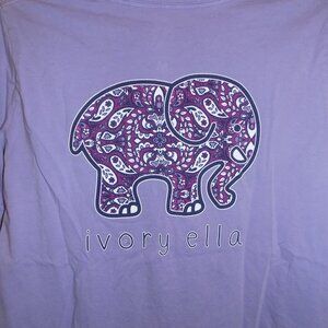 Ivory Ella Long Sleeve TShirt Purple Elephant Paisley Print Womens Medium